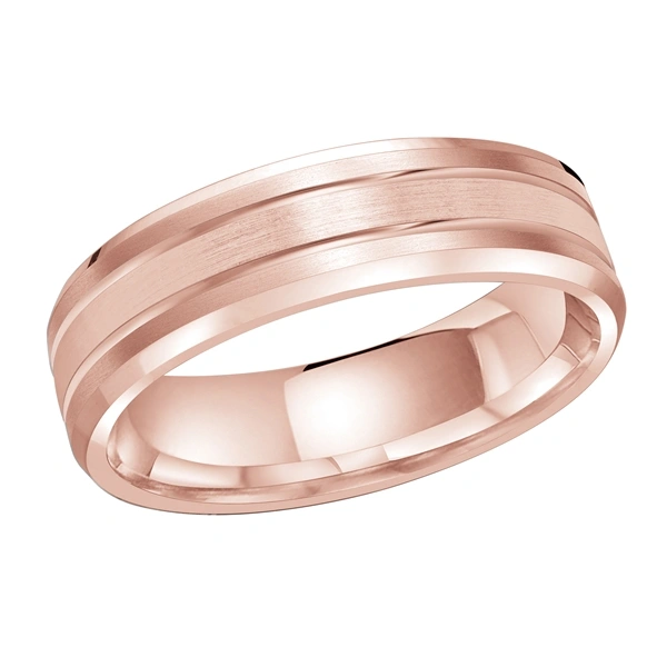 Rose Gold Grooved Wedding Ring