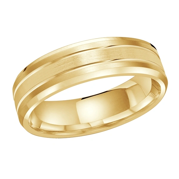 Yellow Gold Grooved Wedding Ring