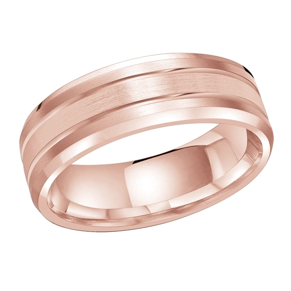 Rose Gold Metal - Grooved Men's Ring