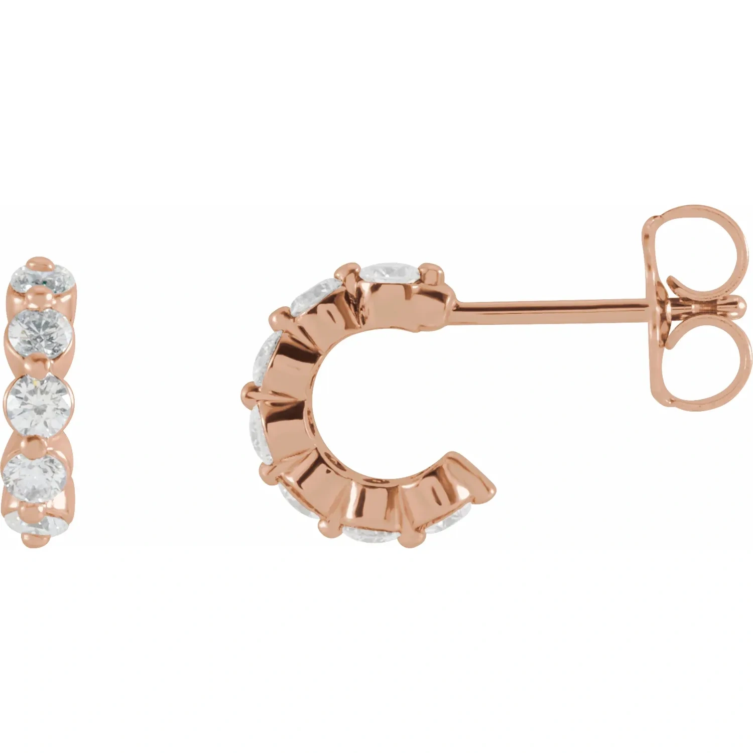 Rose Gold Natural Diamond Hoops