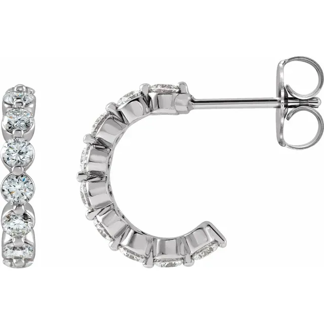 White Gold Natural Diamond Hoops