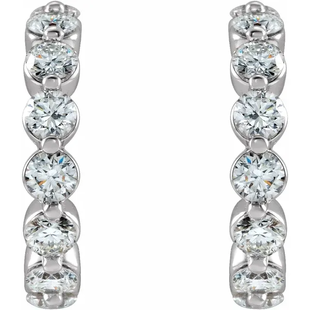 White Gold Natural Diamond Hoops jewelry store near me