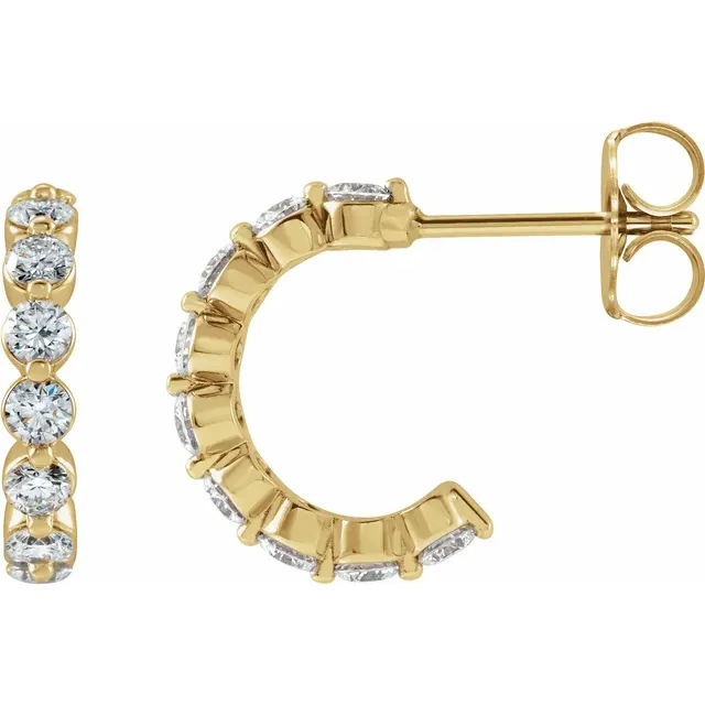 Yellow Gold Natural Diamond Hoops