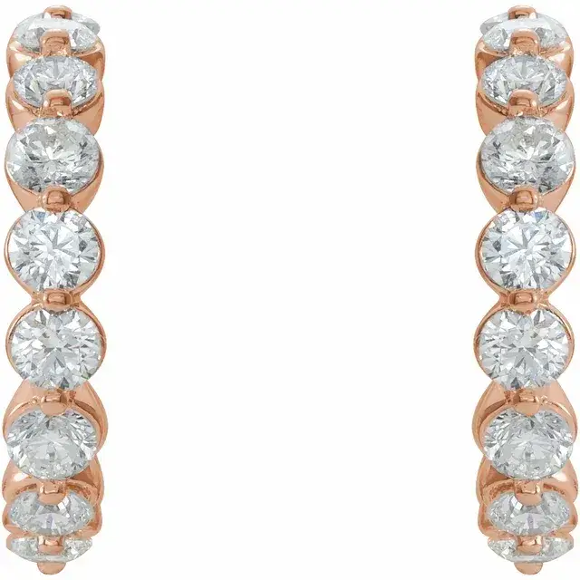 Rose Gold Natural Diamond Hoops - 0.90 ctw jewelry store near me