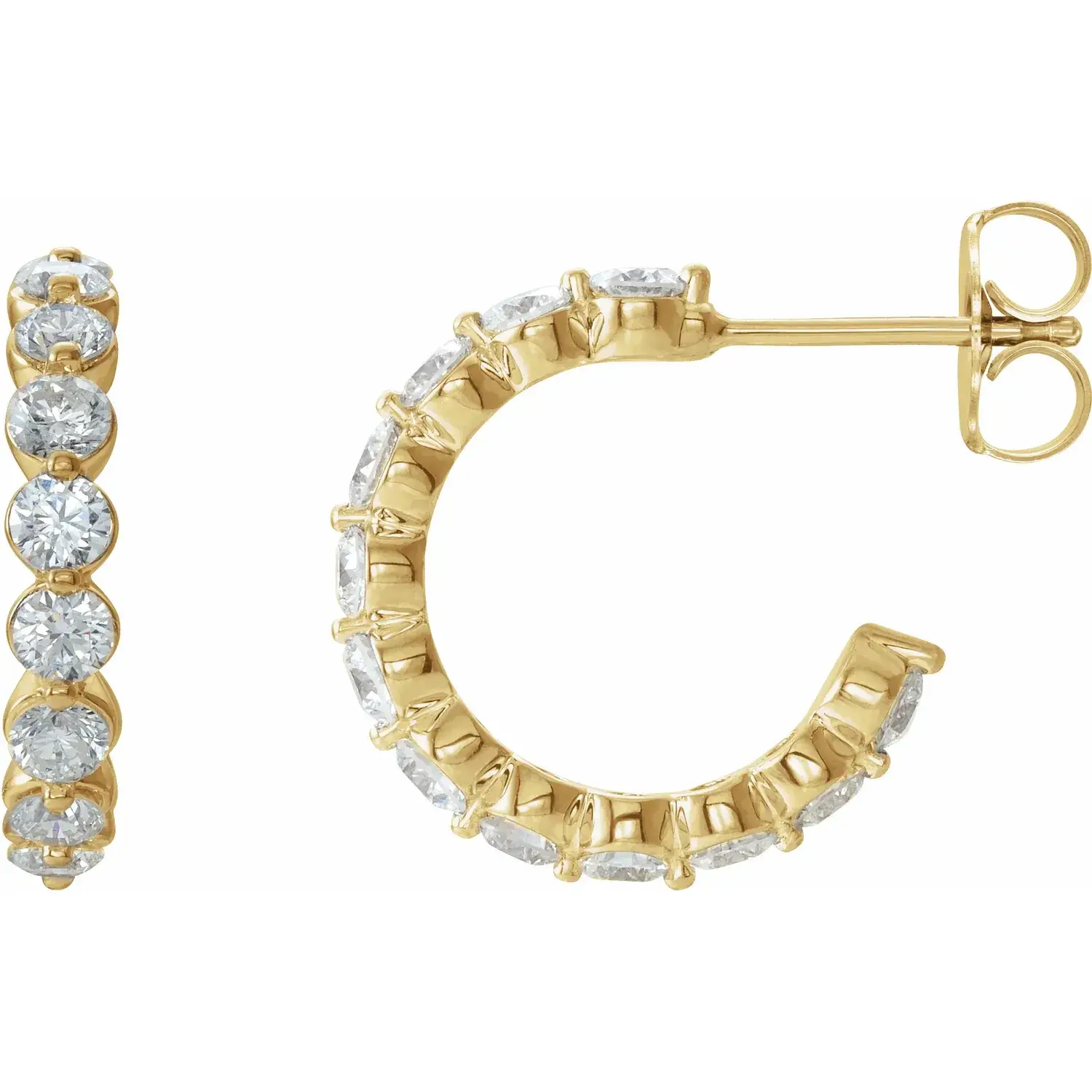 Yellow Gold Natural Diamond Hoops - 0.90 ctw