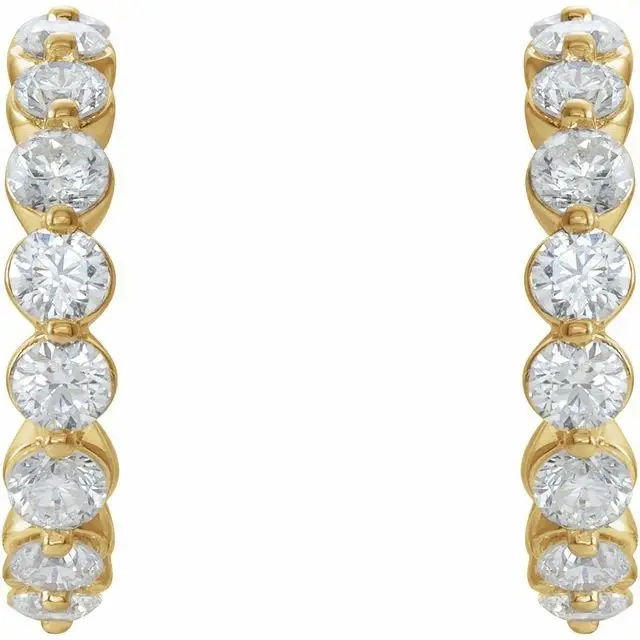 Yellow Gold Natural Diamond Hoops - 0.90 ctw jewelry store near me