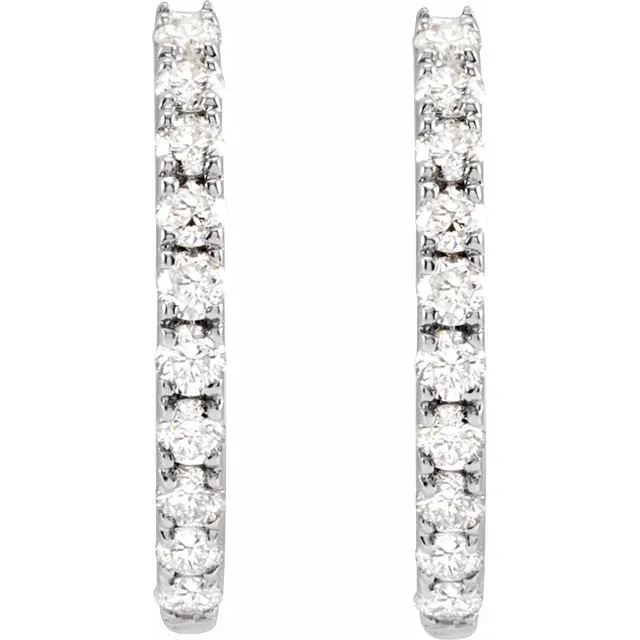 White Gold French Pave Huggie Hoop Earrings jewelry store near me
