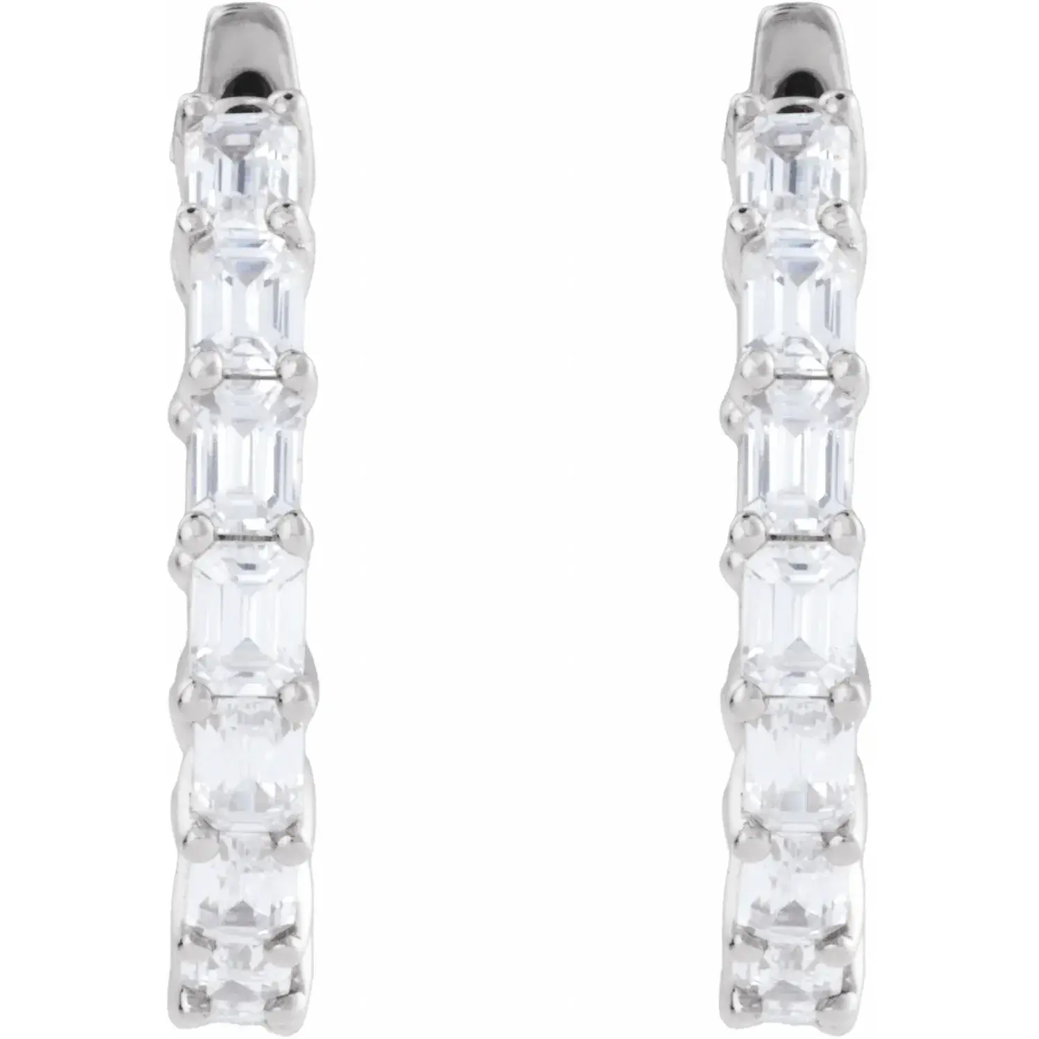 White Gold Iceland Emerald Cut Lab Diamond Hoops jewelry Wabash avenue