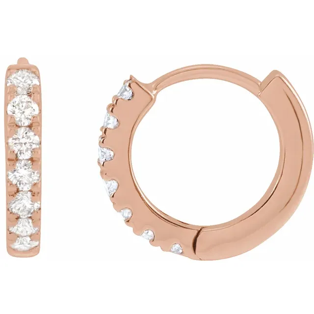 Rose Gold French Pave Huggie Hoop Earrings
