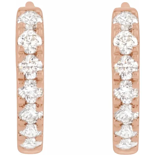Rose Gold French Pave Huggie Hoop Earrings jewelry store near me
