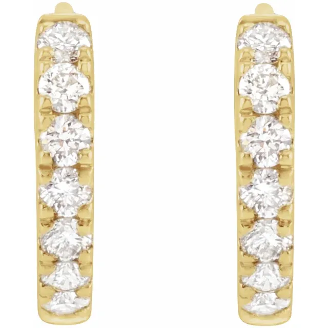 Yellow Gold French Pave Huggie Hoop Earrings jewelry store near me