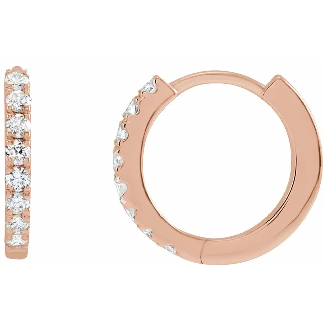 Rose Gold French Pave Huggie Hoop Earrings