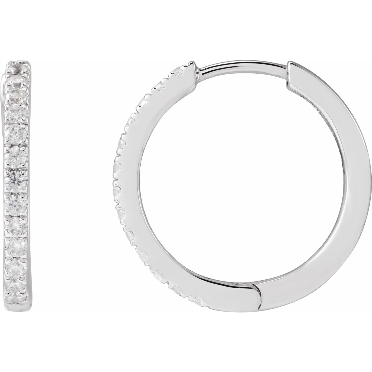 White Gold French Pave Lab Grown Diamond Huggie Hoops