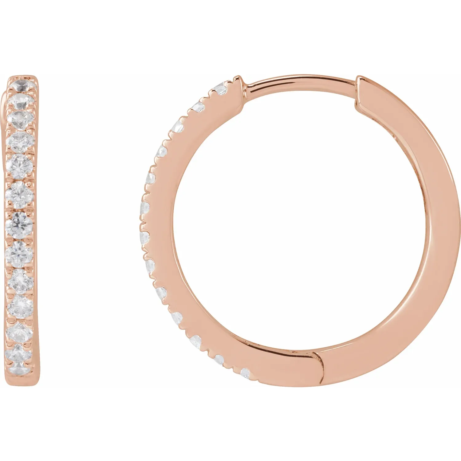 Rose Gold French Pave Lab Grown Diamond Huggie Hoops
