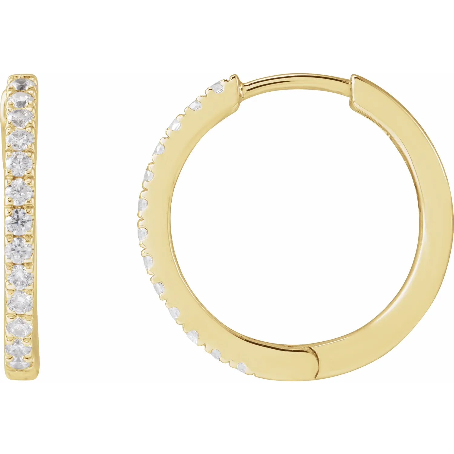 Yellow Gold French Pave Lab Grown Diamond Huggie Hoops
