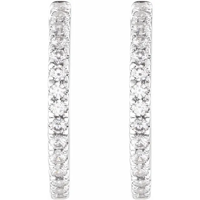 White Gold French Pave Huggie Hoop Earrings jewelry store near me