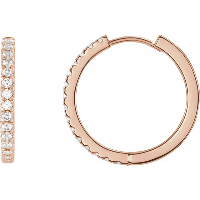 Rose Gold French Pave Huggie Hoop Earrings