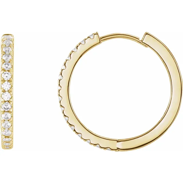 Yellow Gold French Pave Huggie Hoop Earrings