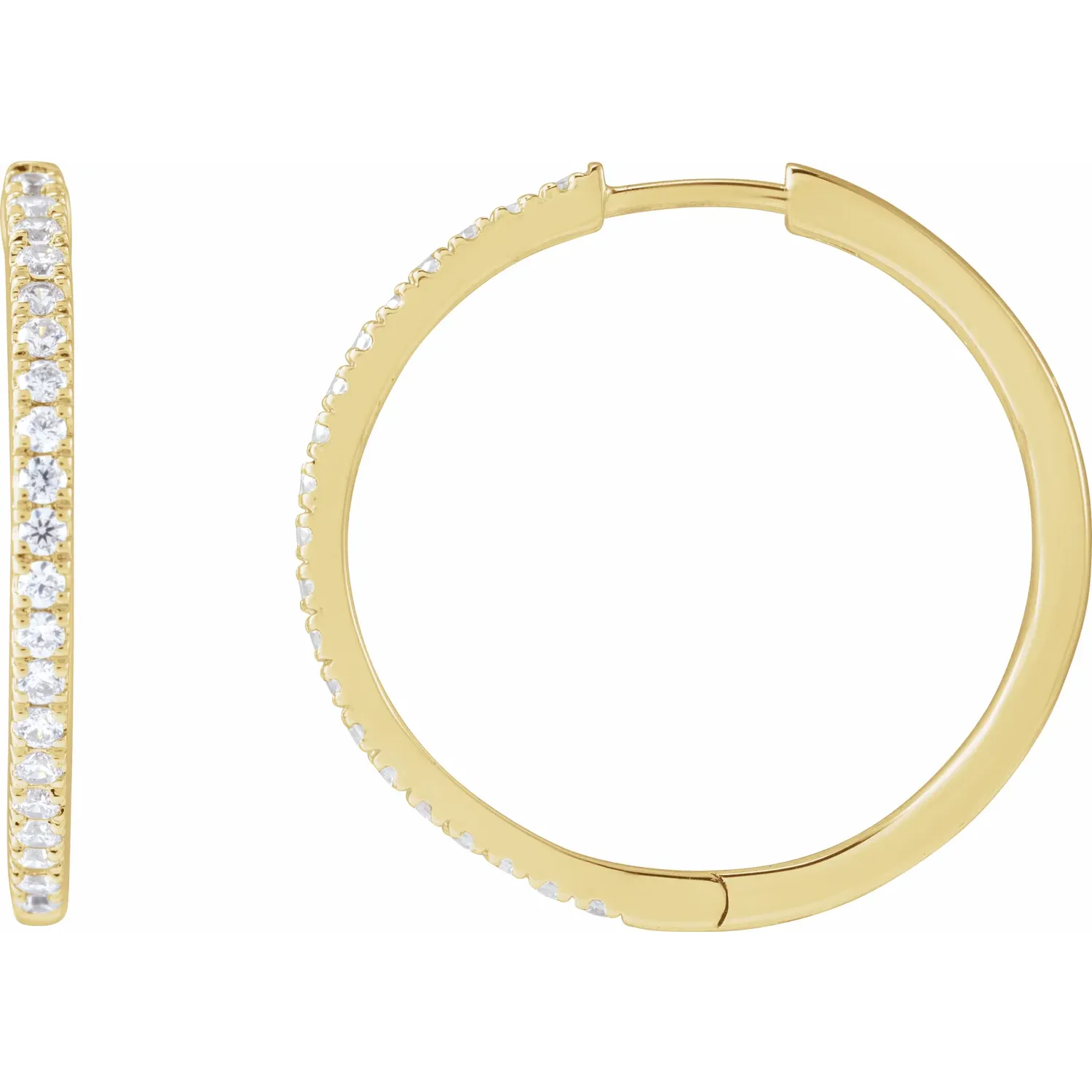 Yellow Gold French Pave Huggie Hoop Earrings