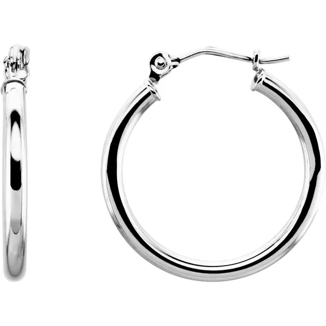 White Gold Medium Gold Hoop Earrings