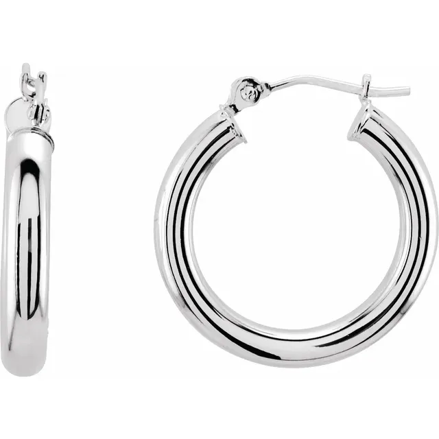 White Gold Medium Gold Hoop Earrings