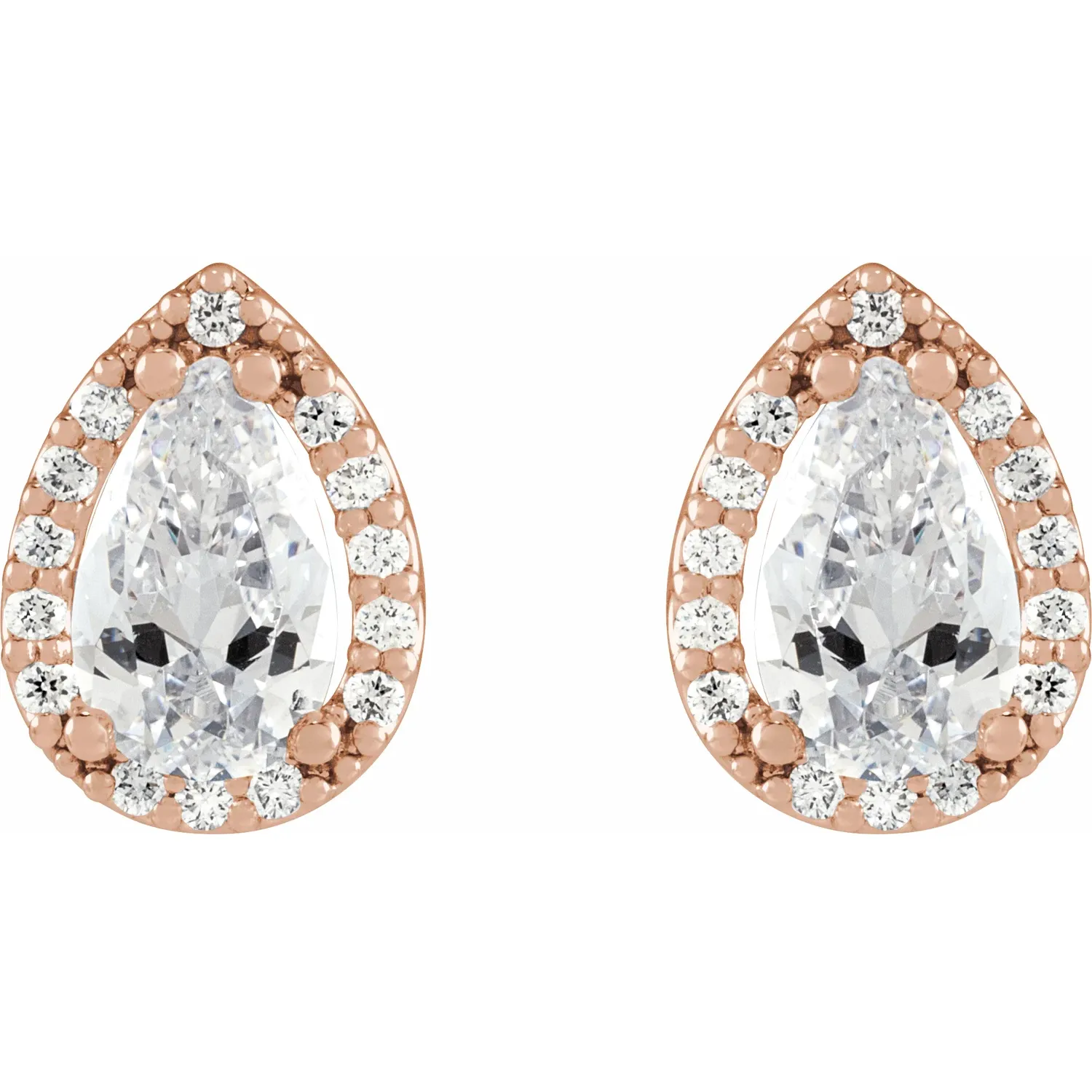 Rose Gold Pear Shape Halo Style Earring jewelry store near me