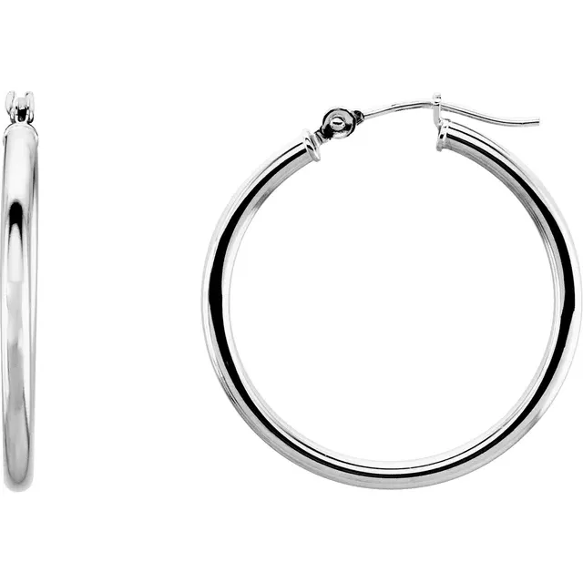 White Gold Medium Gold Hoop Earrings