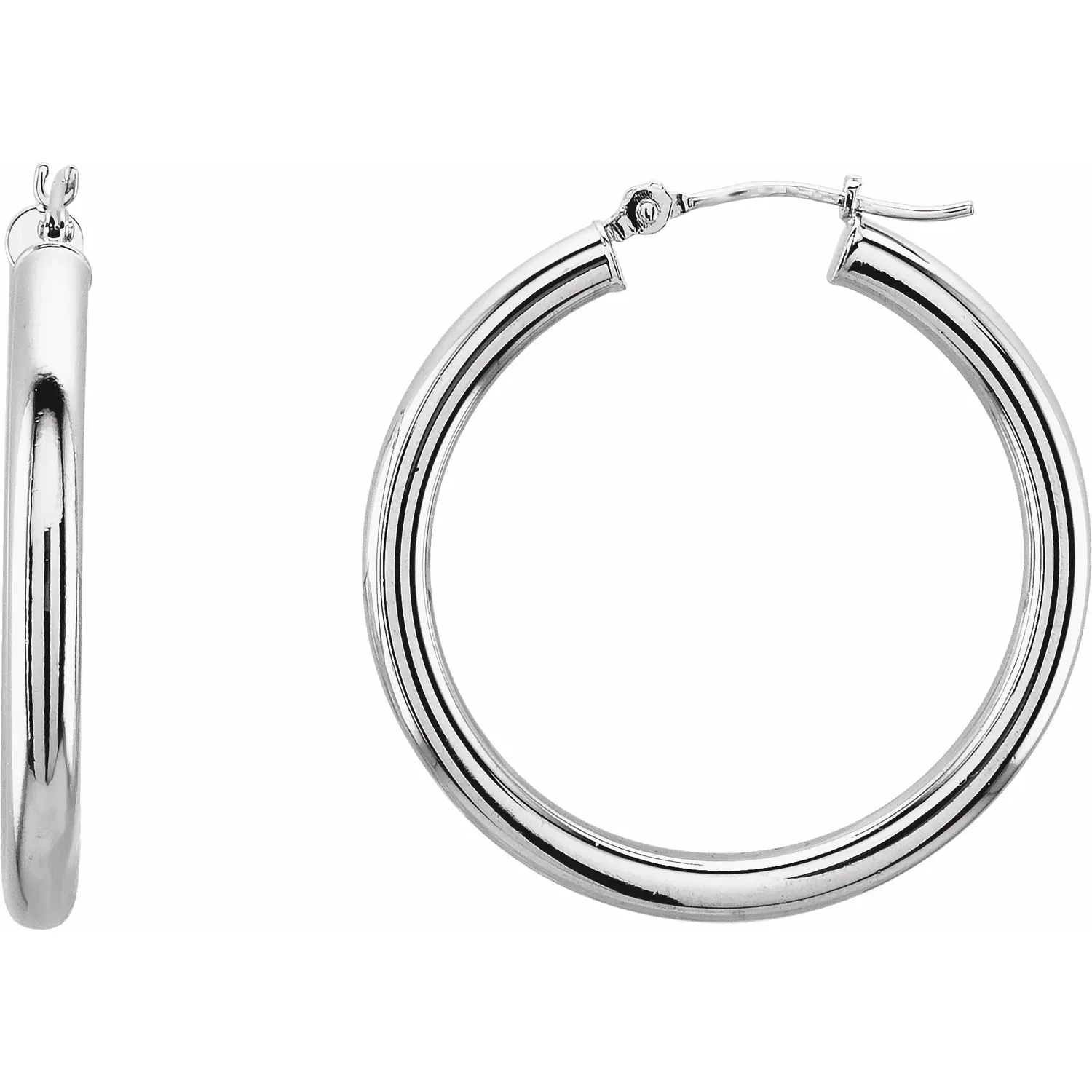 White Gold Medium Gold Hoop Earrings