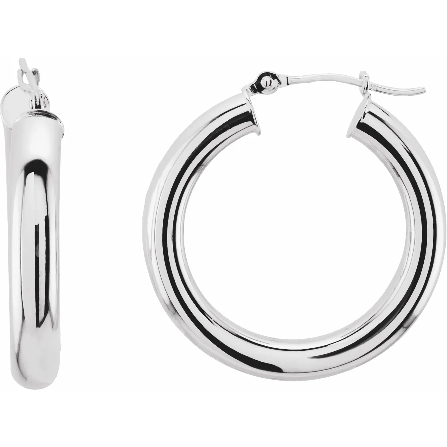 White Gold Medium Gold Hoop Earrings