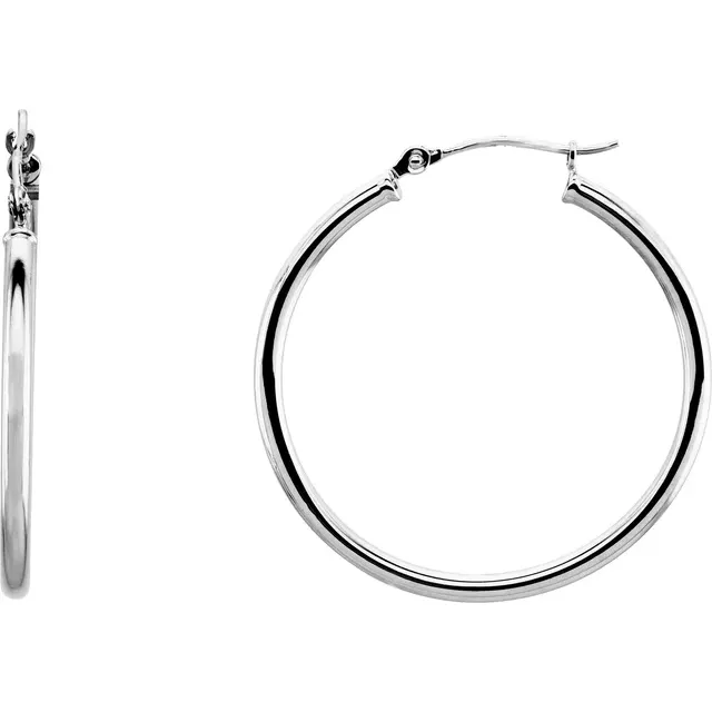 White Gold Large Gold Hoop Earrings