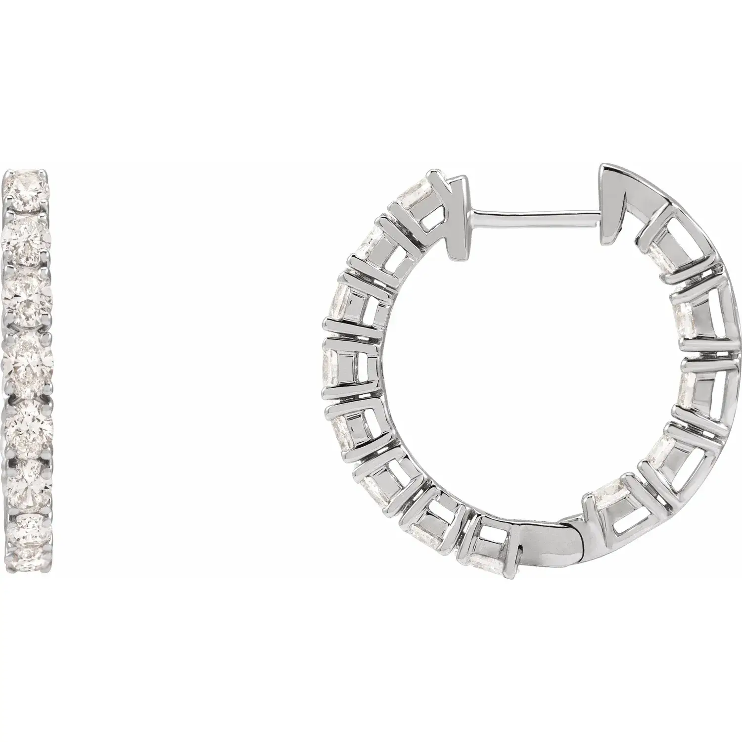 White Gold First Lady Lab Oval Diamond Hoops