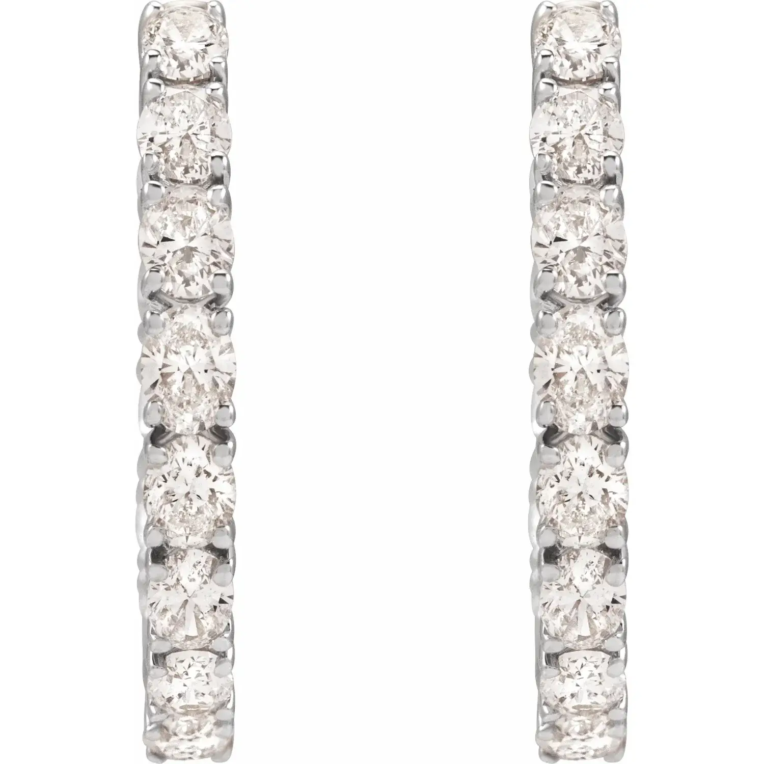 White Gold First Lady Lab Oval Diamond Hoops jewelry store near me