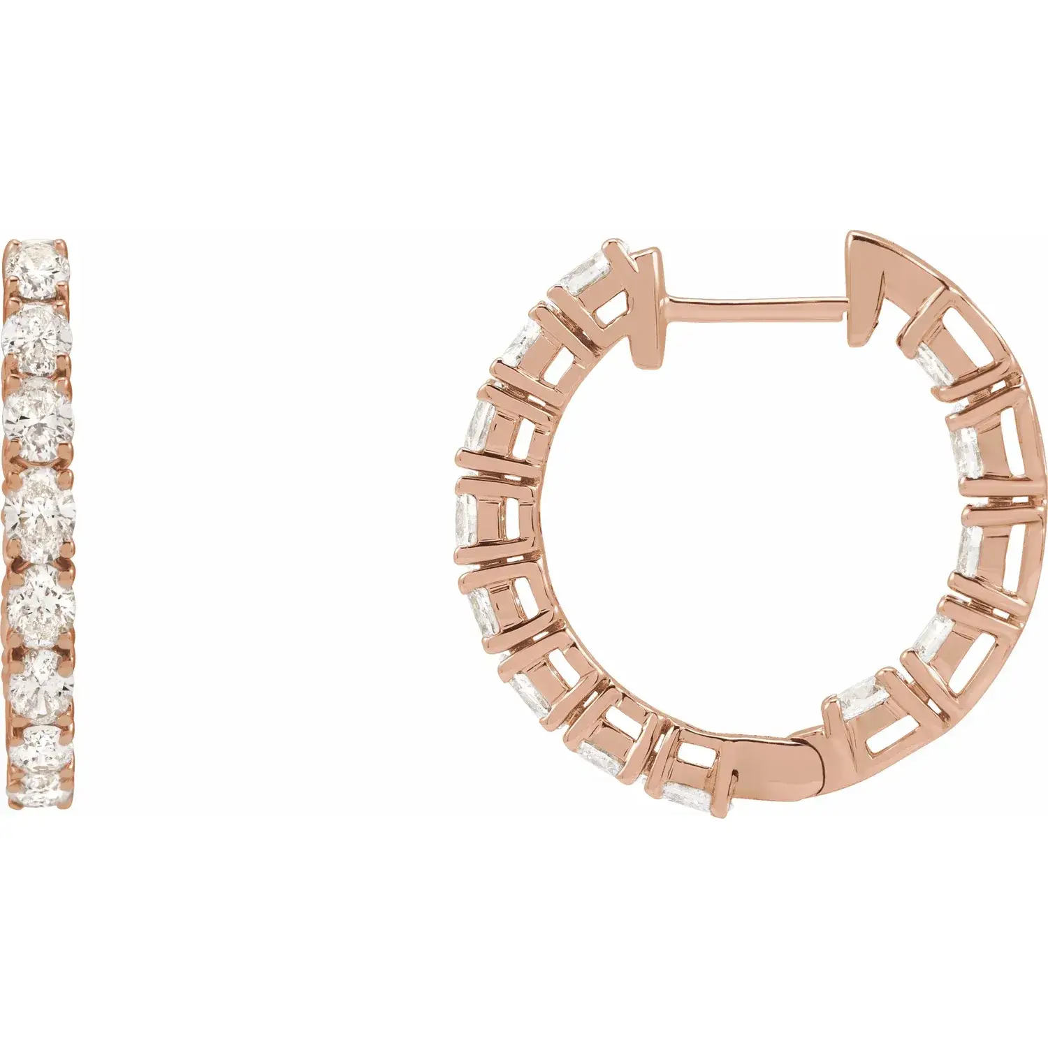 Rose Gold First Lady Lab Oval Diamond Hoops