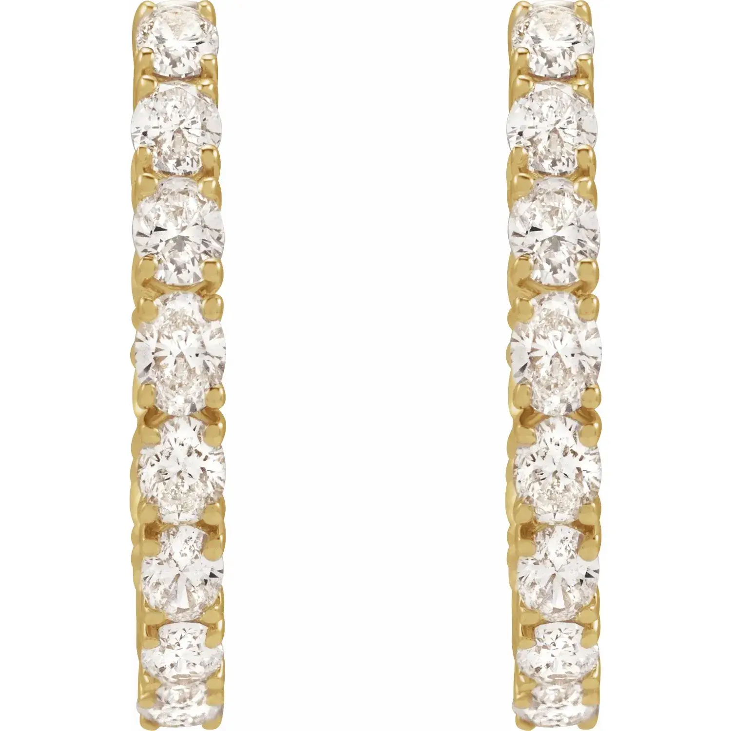 Yellow Gold First Lady Lab Oval Diamond Hoops jewelry store near me