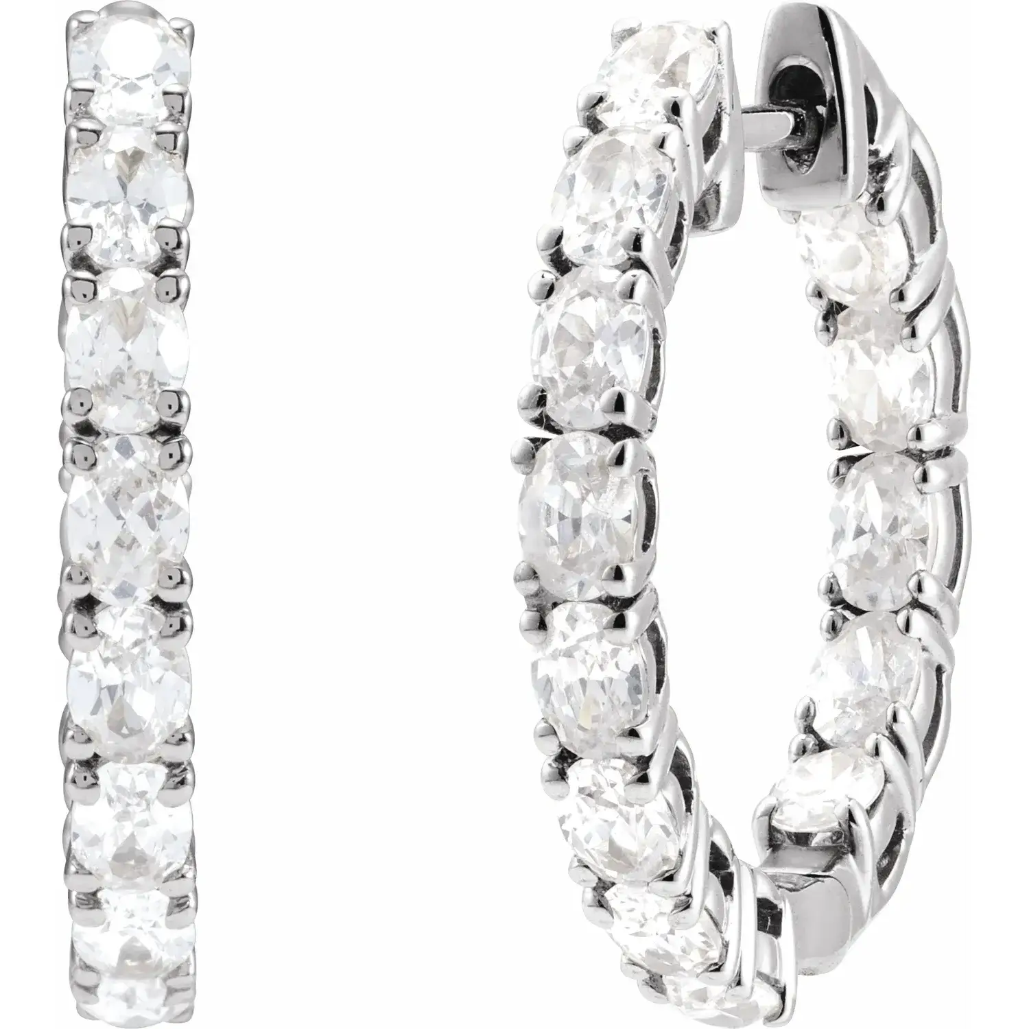 White Gold First Lady Lab Oval Diamond Hoops jewelry windy city