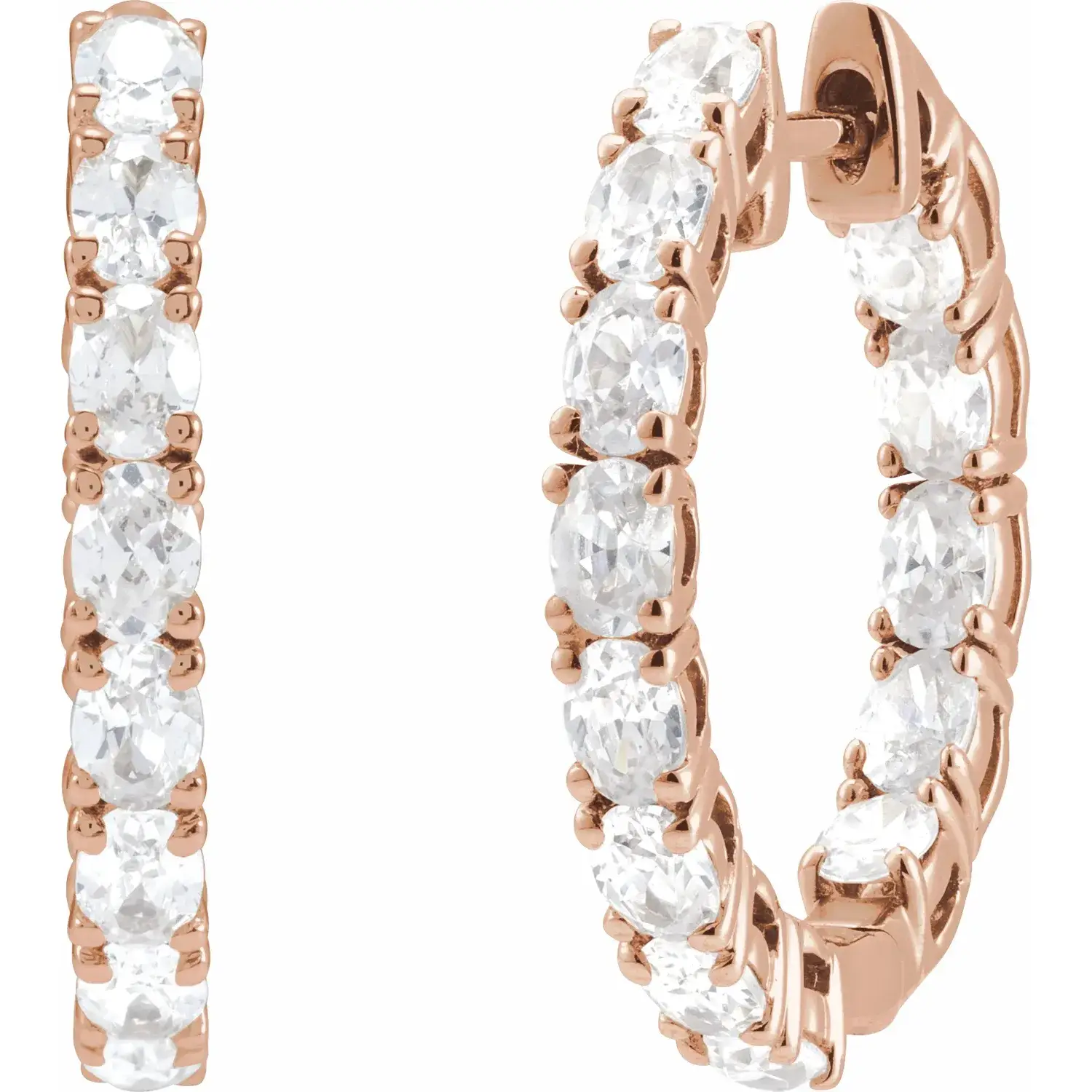 Rose Gold First Lady Lab Oval Diamond Hoops jewelry windy city