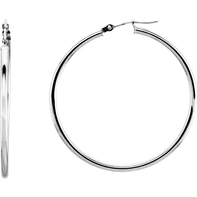 White Gold Large Gold Hoop Earrings