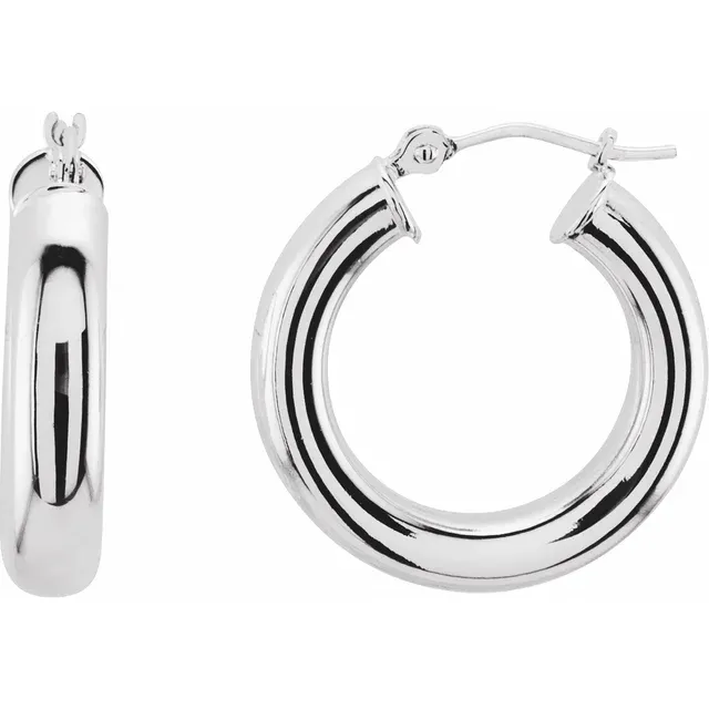 White Gold Medium Gold Hoop Earrings