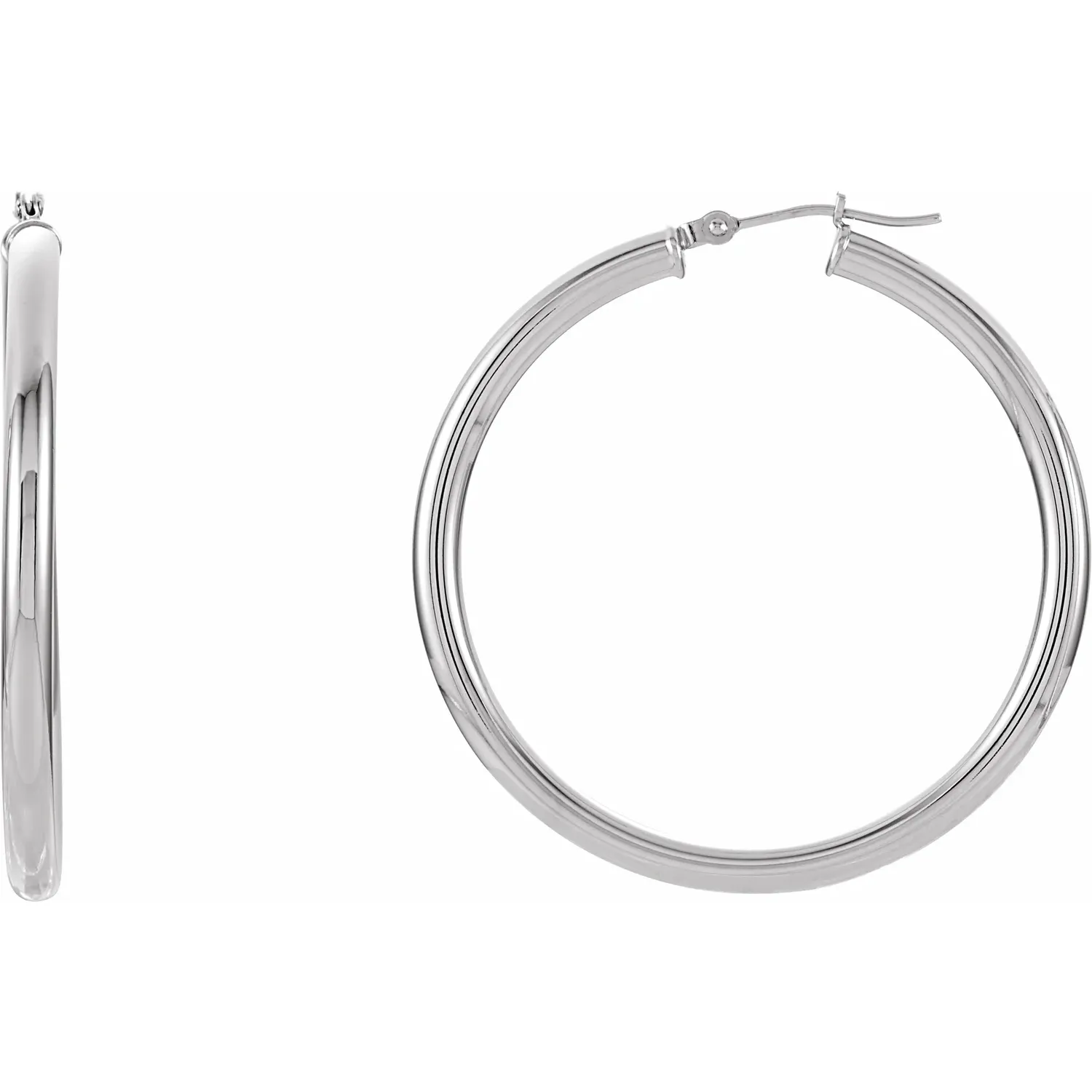 White Gold Large Gold Hoop Earrings