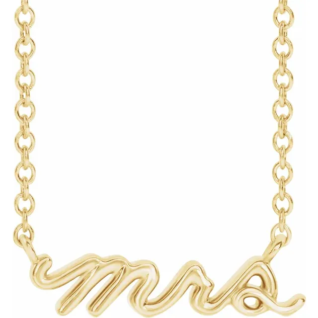 Yellow Gold “Mrs” Gold Pendant Necklace