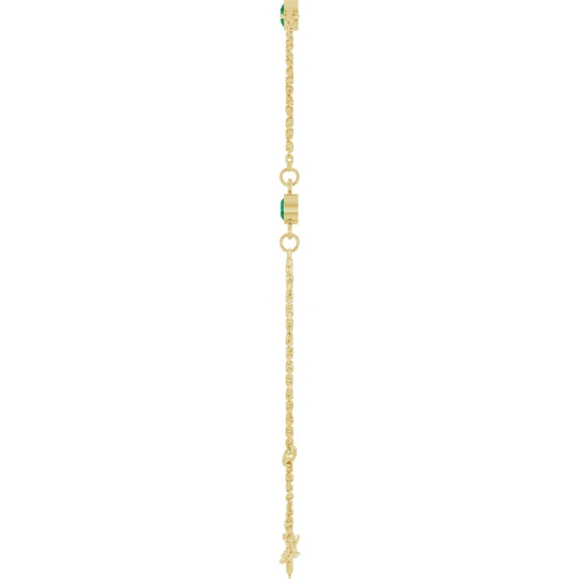 Yellow Gold 3-Stone Lab Grown Emerald Bezel Station Bracelet jewelry Wabash avenue