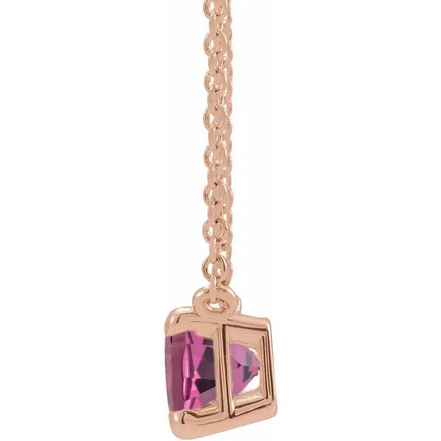 Rose Gold Emerald Pink Tourmaline Pendant Necklace jewelry store near me