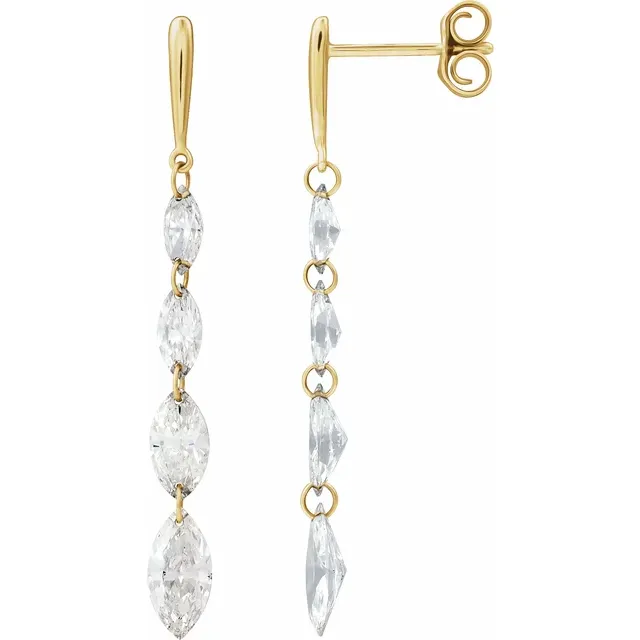 Yellow Gold Marquise Drop Dangle Diamond Earrings jewelry store near me
