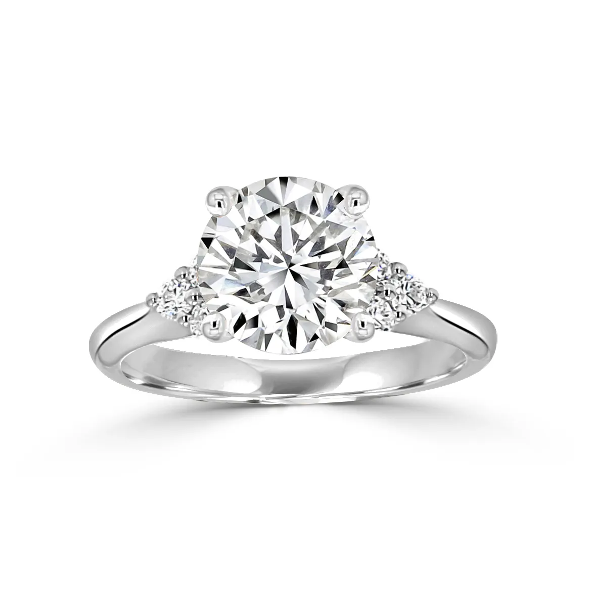 White Gold Side Stone Engagement Ring