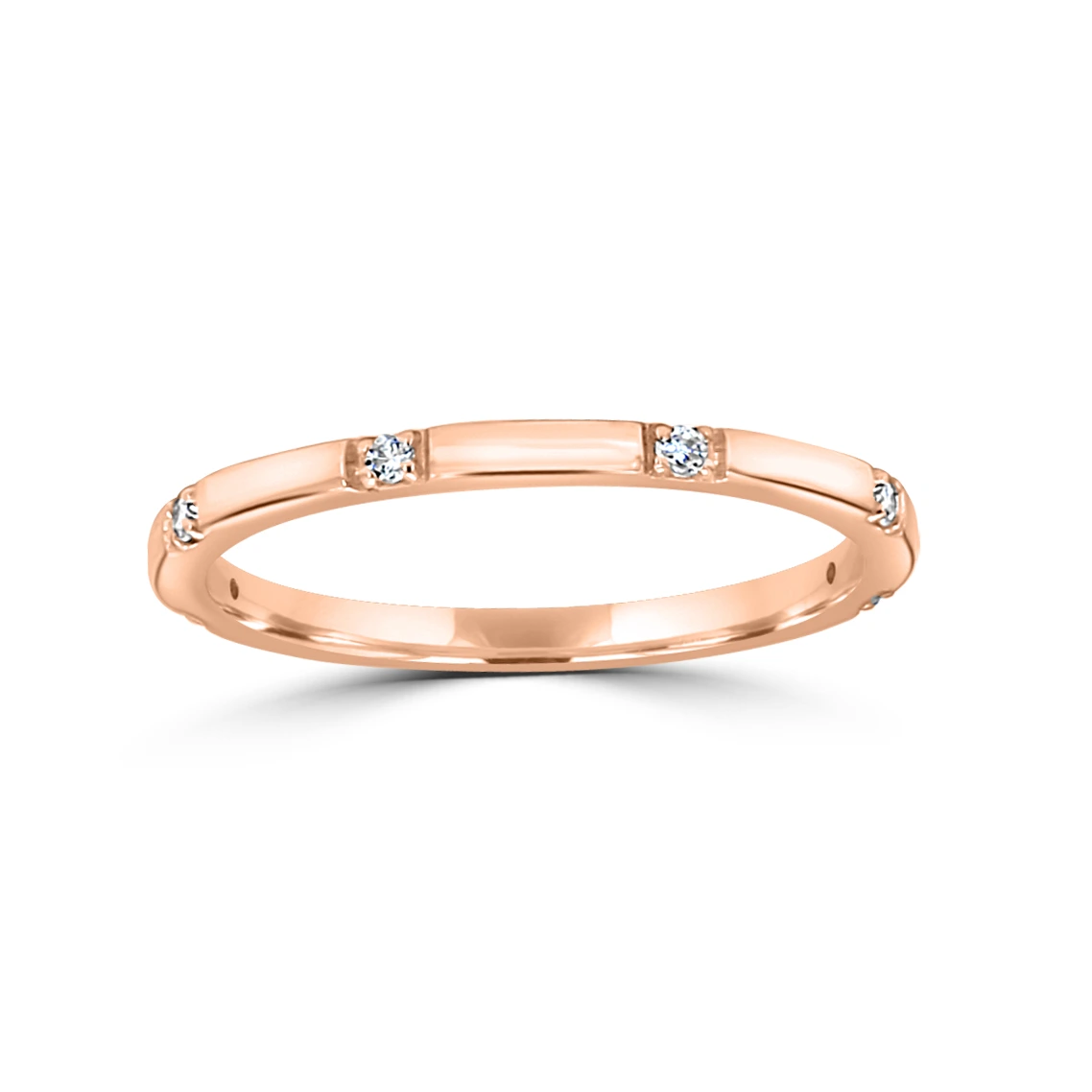 Rose Gold Classic Style Diamond Wedding Ring