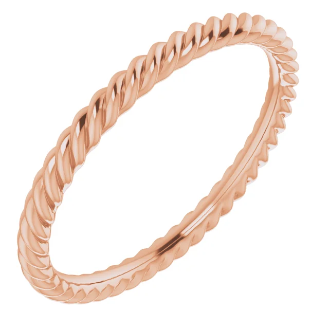Rose Gold Simple  Rope Wedding Band In Boulder