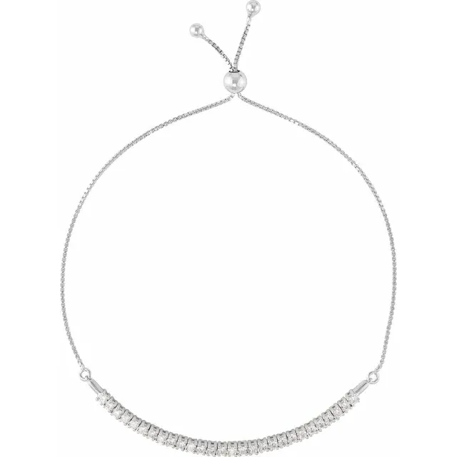White Gold Sparkling Lab-Grown Diamond Tennis Bracelet