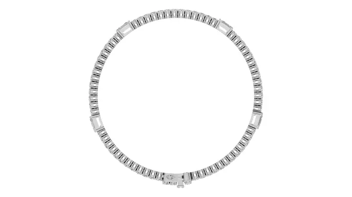 White Gold Multi-Shape Stationed Round and Emerald Bracelet jewelry store near me