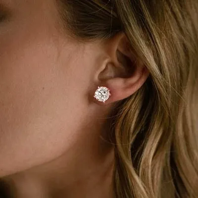 Rose Gold Diamond Stud Earrings for Women jewelry store near me
