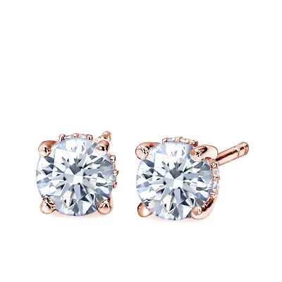 Rose Gold Diamond Stud Earrings for Women